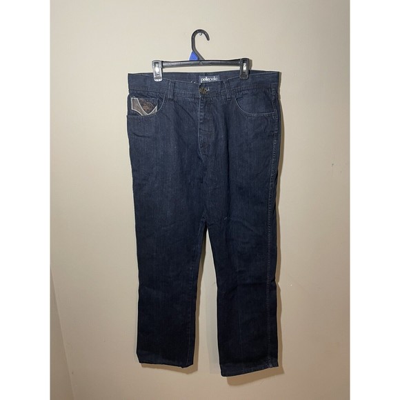 Other - Pelle Pelle Men's Jeans 36x34 Embroidered Leather Accent Crest Emblem Skulls